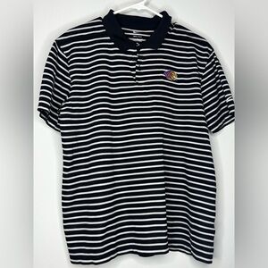 Striped Polo Shirt with Tiger Patch - Black & White